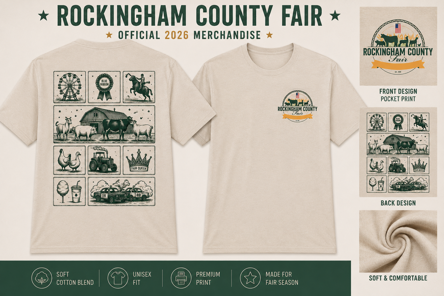 Rockingham County Fair 2026 - Retro T-shirt