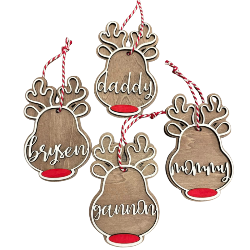 Custom Reindeer Name Ornaments