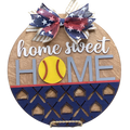 14" Baseball/Softball Wooden Door Hanger – "Home Sweet Home" Sign