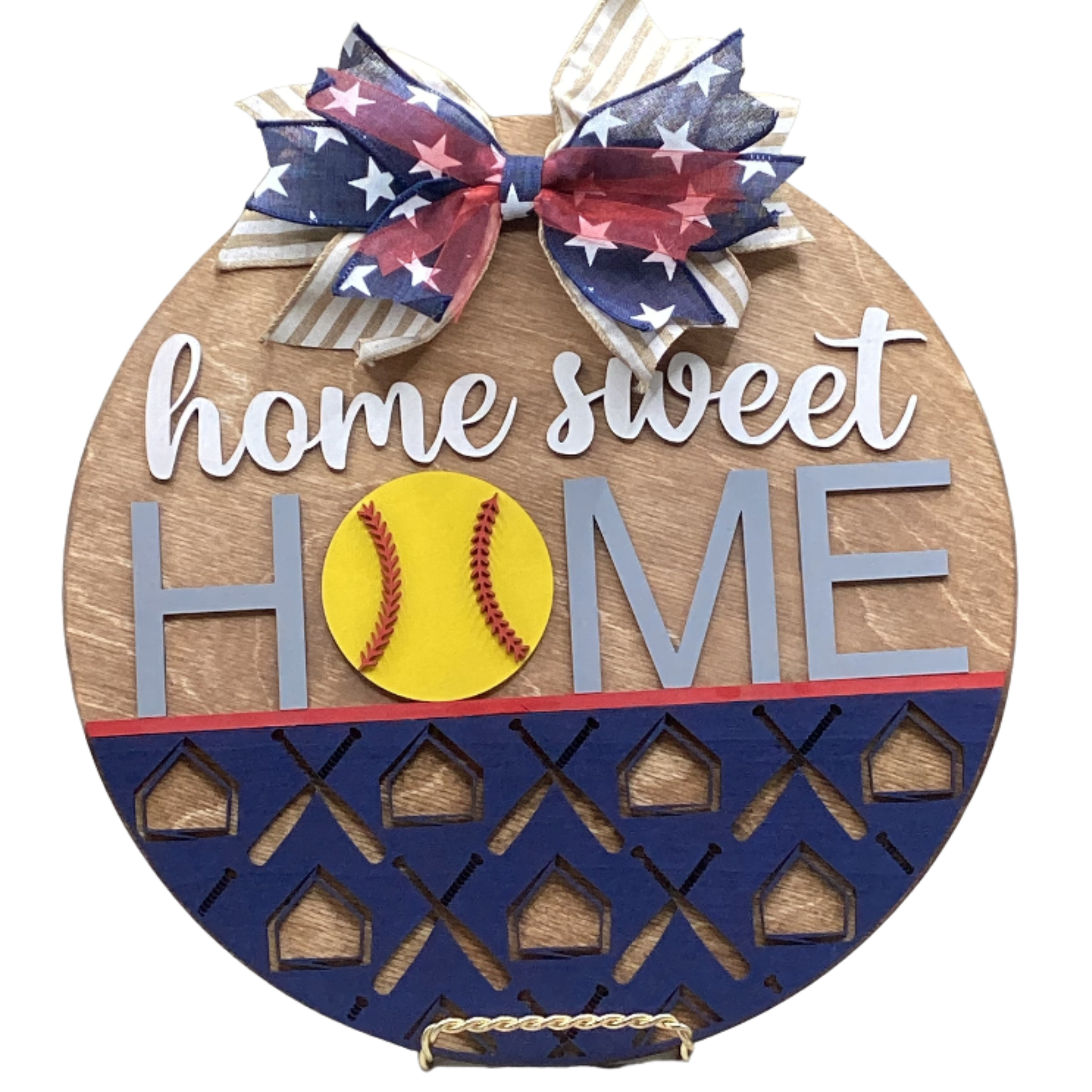 14" Baseball/Softball Wooden Door Hanger – "Home Sweet Home" Sign