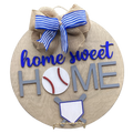 14" Blue Baseball Wooden Door Hanger – "Home Sweet Home" Sign