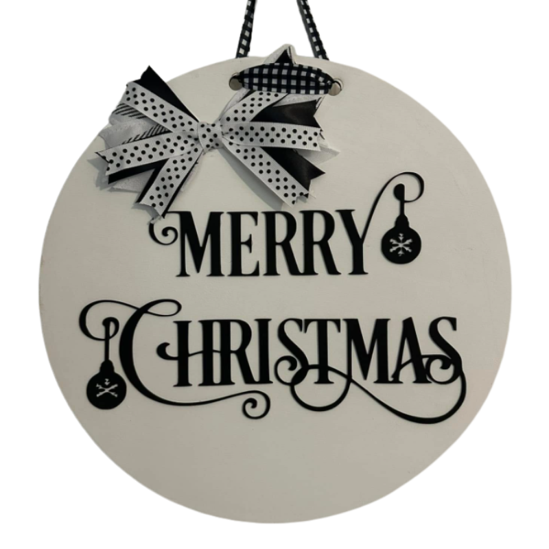 Merry Christmas Wooden Round – 14" x 1/2"