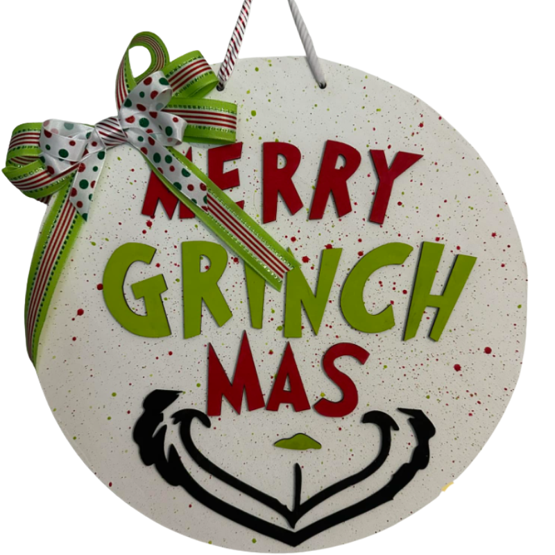 Merry Grinchmas Wooden Round – 14" x 1/2"