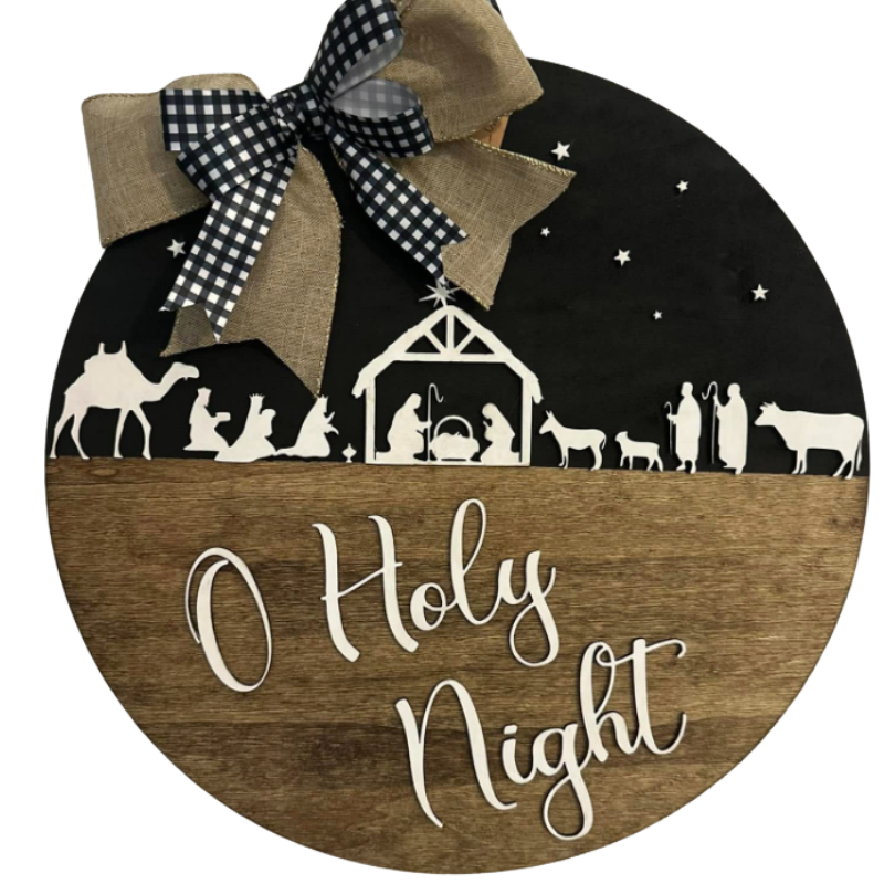 O Holy Night Wooden Round – 14" x 1/2"