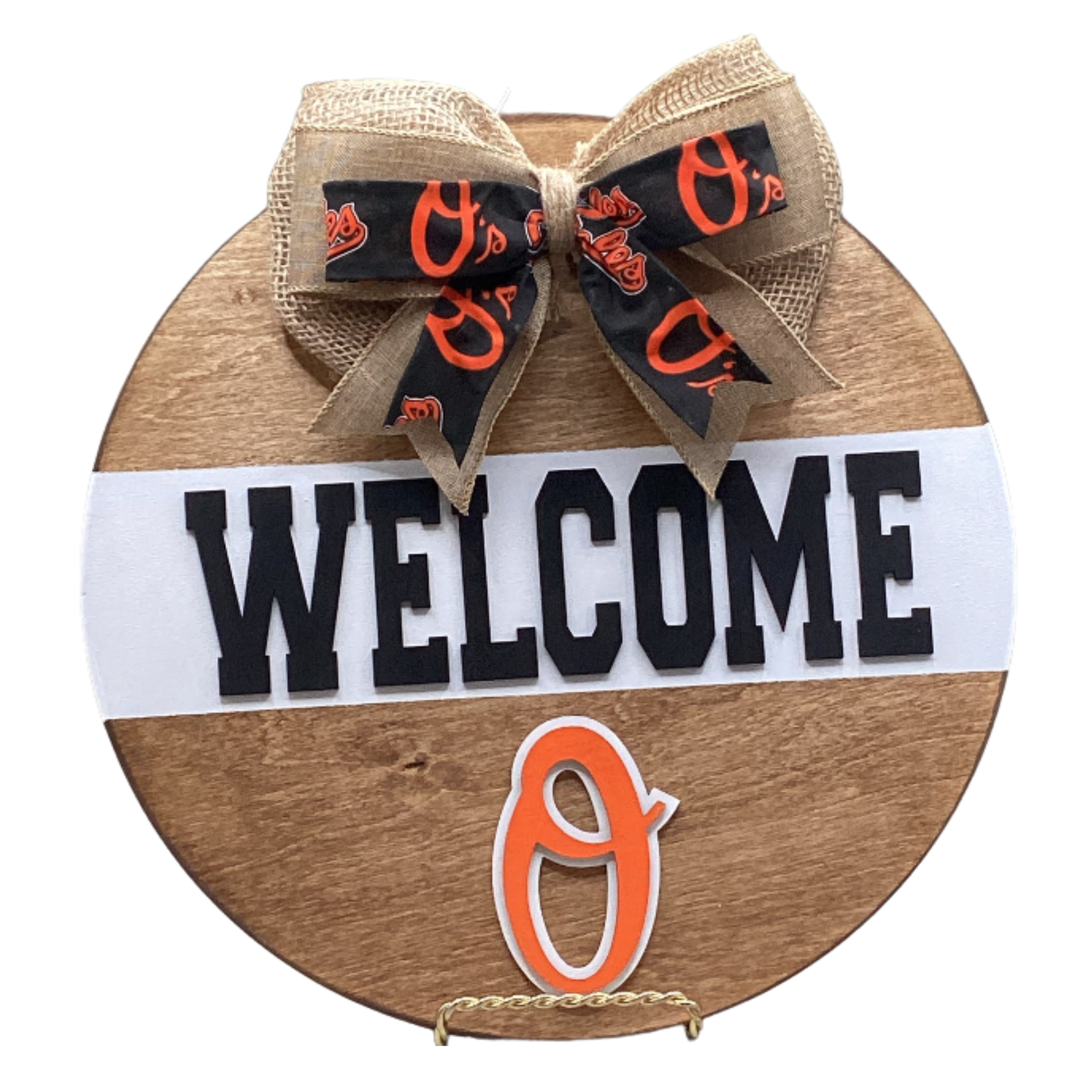 14" Baltimore Orioles Wooden Door Hanger – "Welcome" Sign