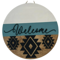 14" Aztec Wooden Door Hanger – "Welcome" Sign