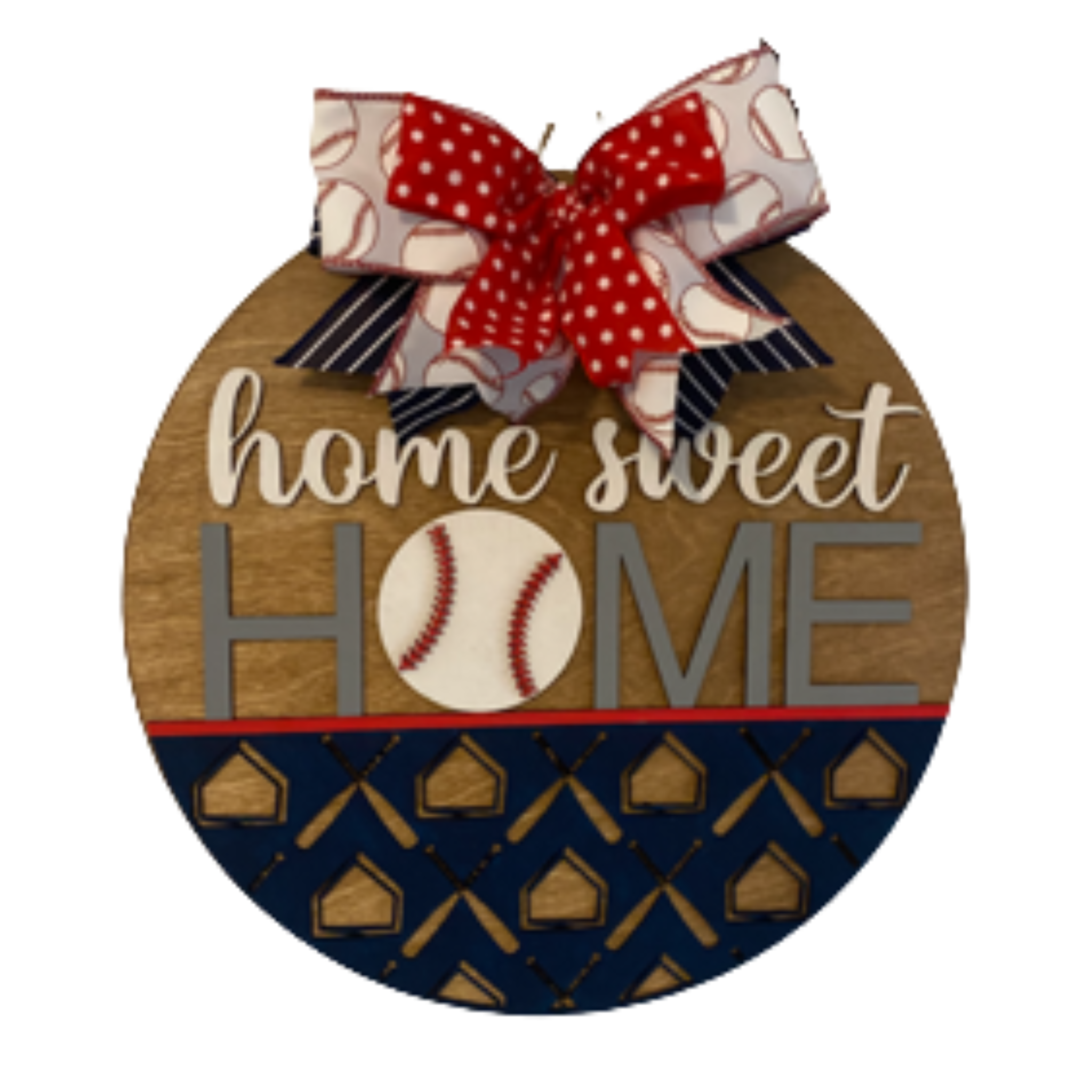 14" Baseball/Softball Wooden Door Hanger – "Home Sweet Home" Sign