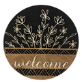 14" Floral Wooden Door Hanger – "Welcome" Sign
