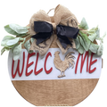 14" Farmhouse Chicken Wooden Door Hanger – "Welcome" Sign