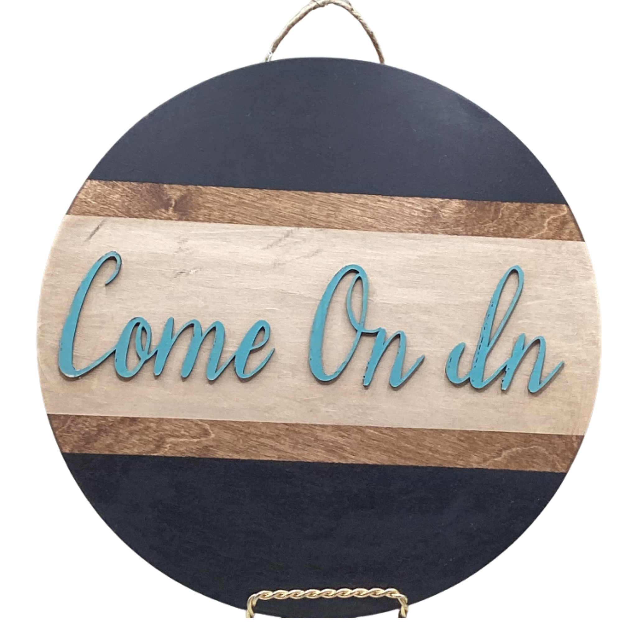 14" Country Wooden Door Hanger – "Come On In" Sign