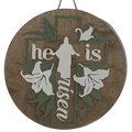 14" Wooden Door Hanger - "he is risen"