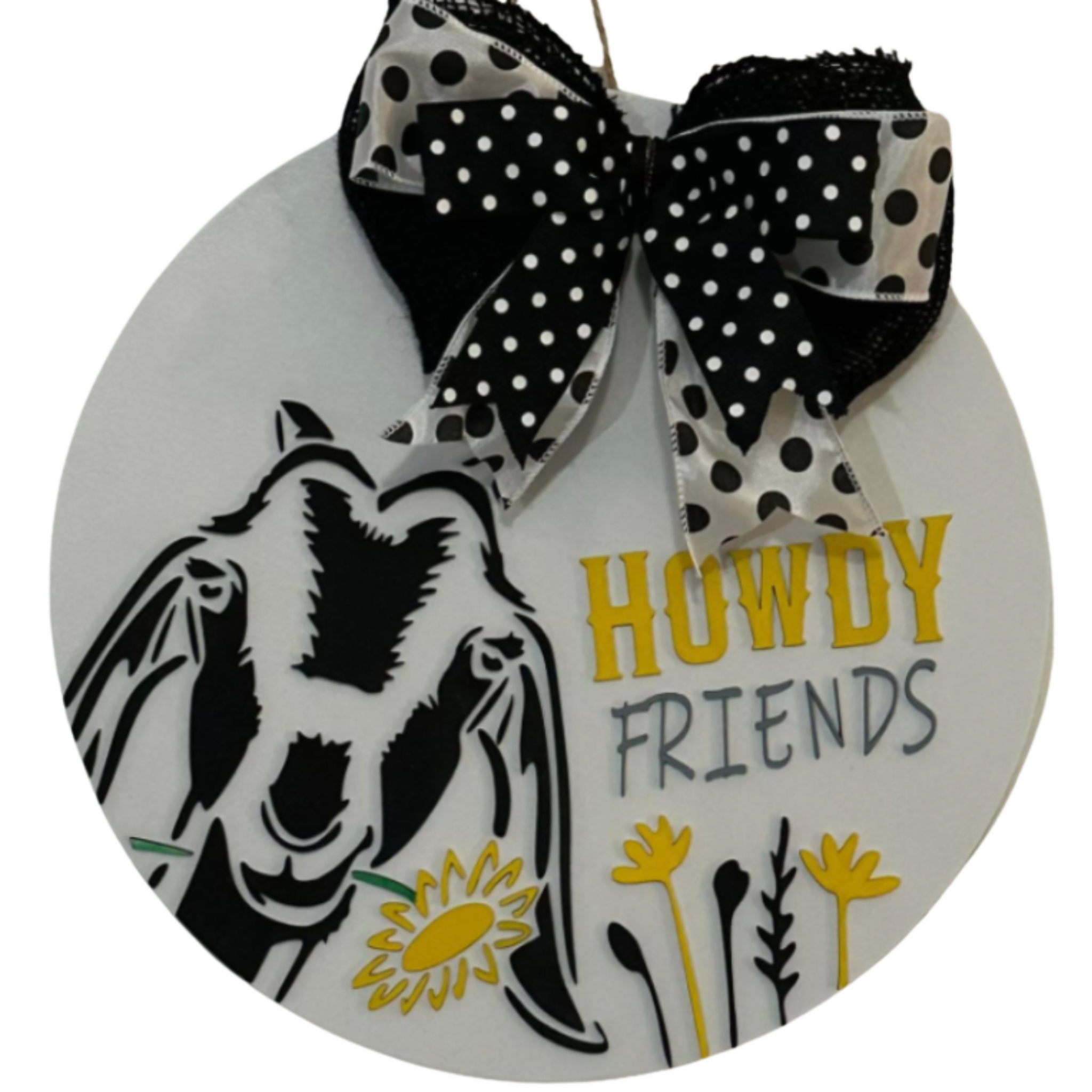 14" Goat Wooden Door Hanger – "Howdy Friends" Sign