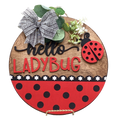 14" Ladybug Wooden Door Hanger – "Hello Ladybug" Sign