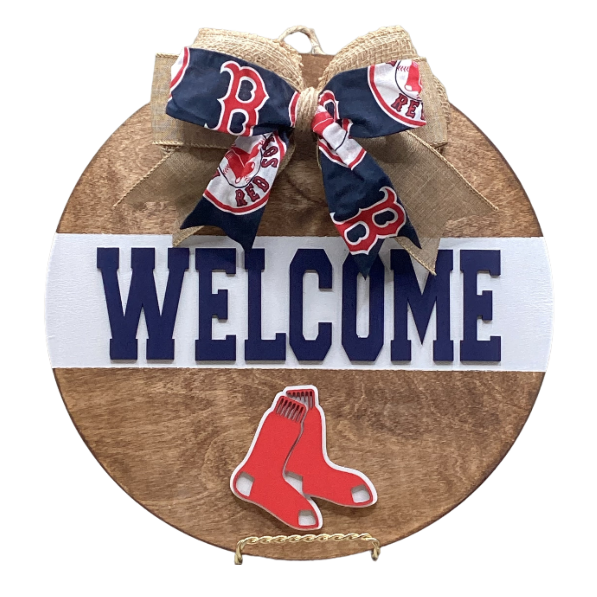 14" Boston Red Sox Wooden Door Hanger – "Welcome" Sign