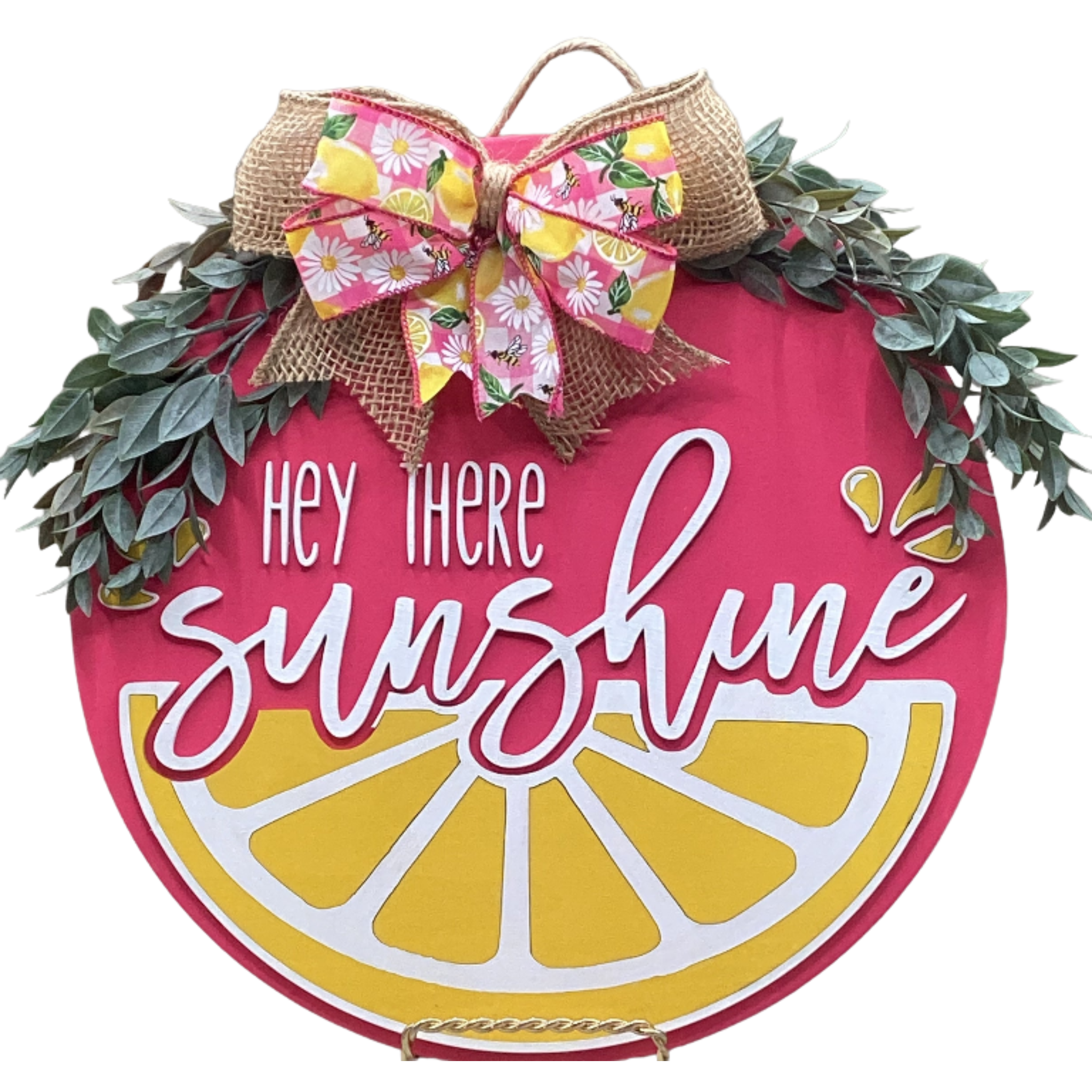 14" Lemons Wooden Door Hanger – "Hey There Sunshine" Sign