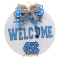 14" UNC Tarheels Wooden Door Hanger – "Welcome" Sign