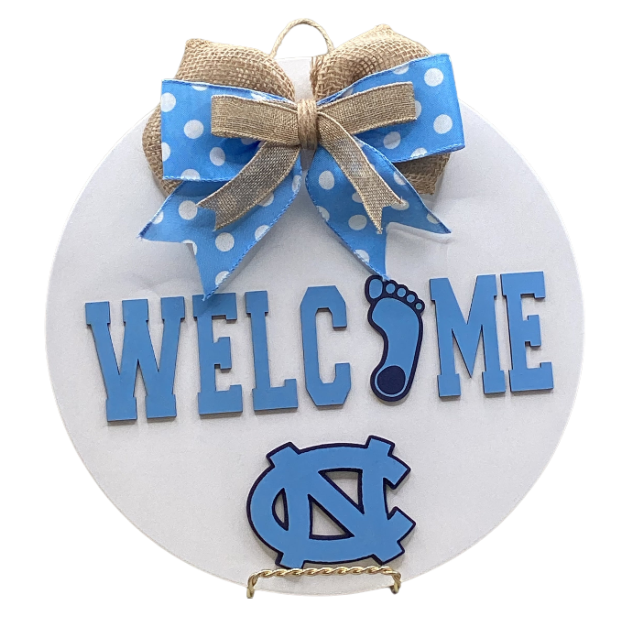 14" UNC Tarheels Wooden Door Hanger – "Welcome" Sign