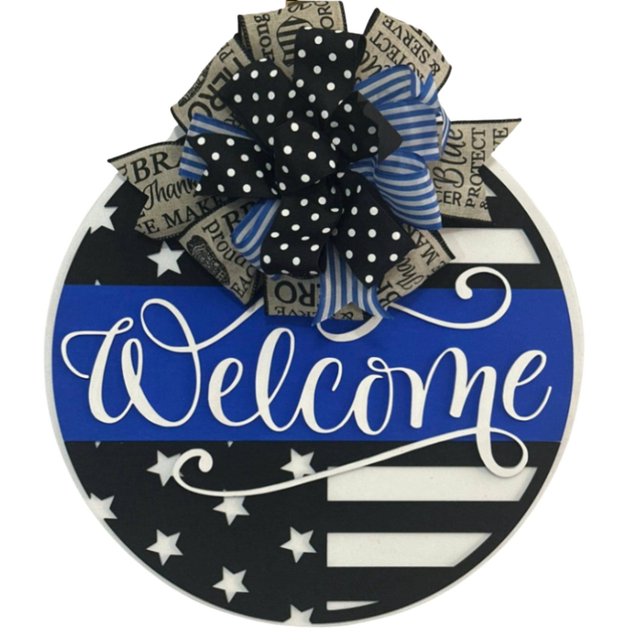 14" Police Wooden Sign – "Welcome"