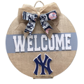 14" New York Yankees Wooden Door Hanger – "Welcome" Sign