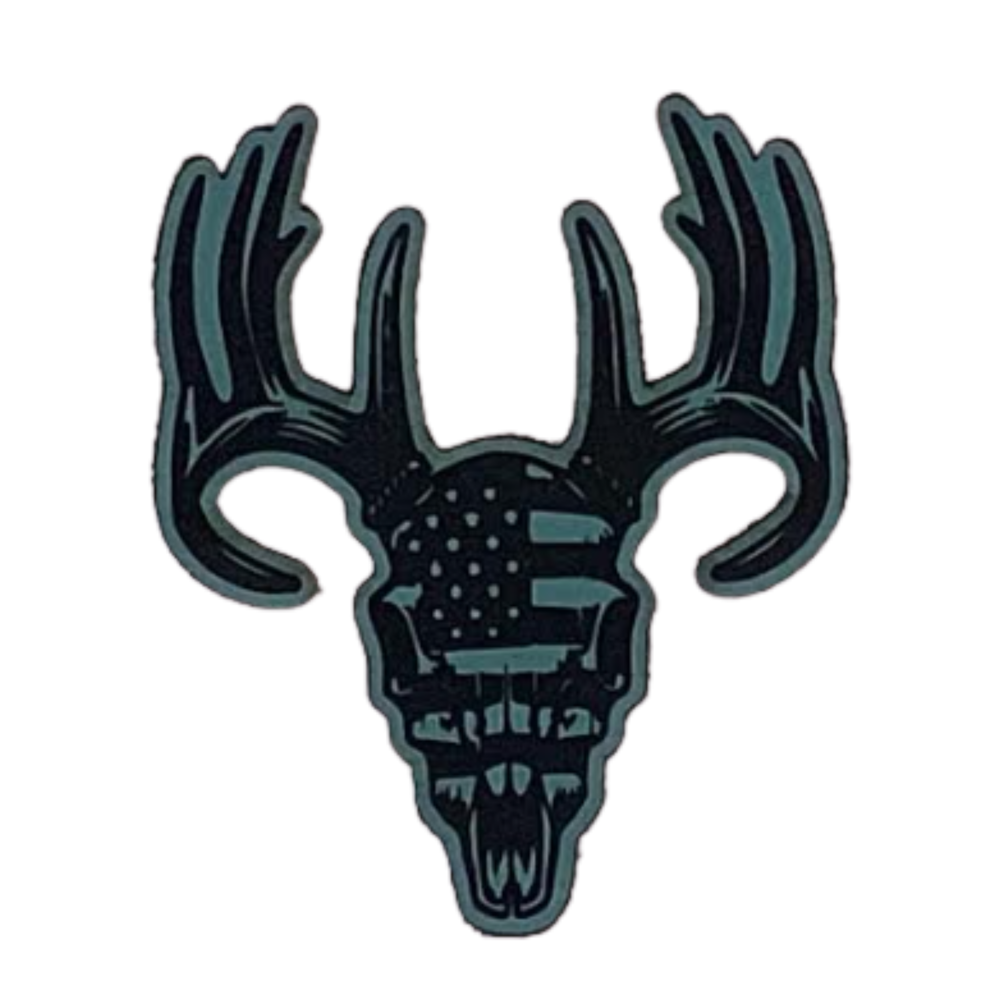 Hunting/Fishing deer skull flag.turquoise