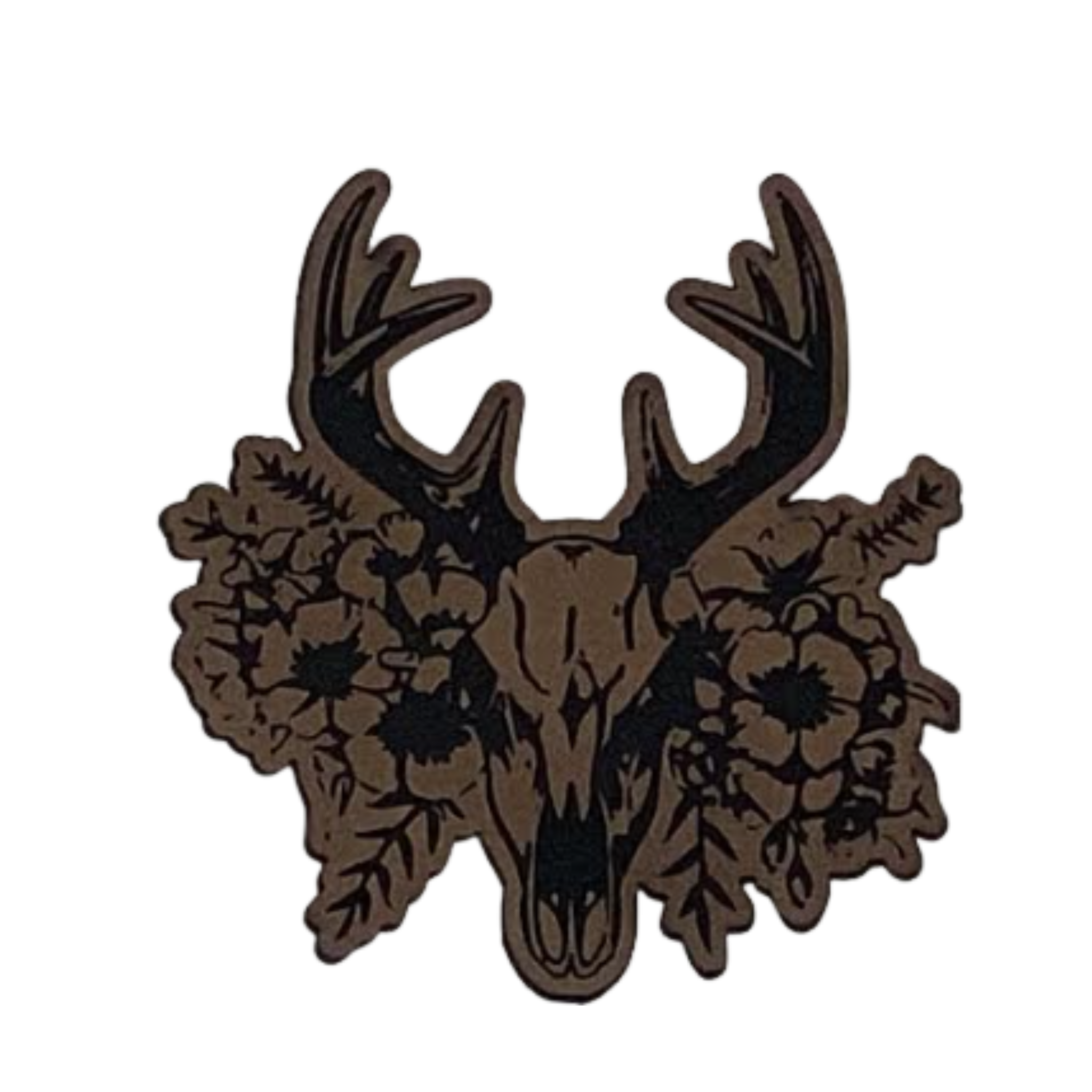 Hunting/Fishing deer skull floral.brown