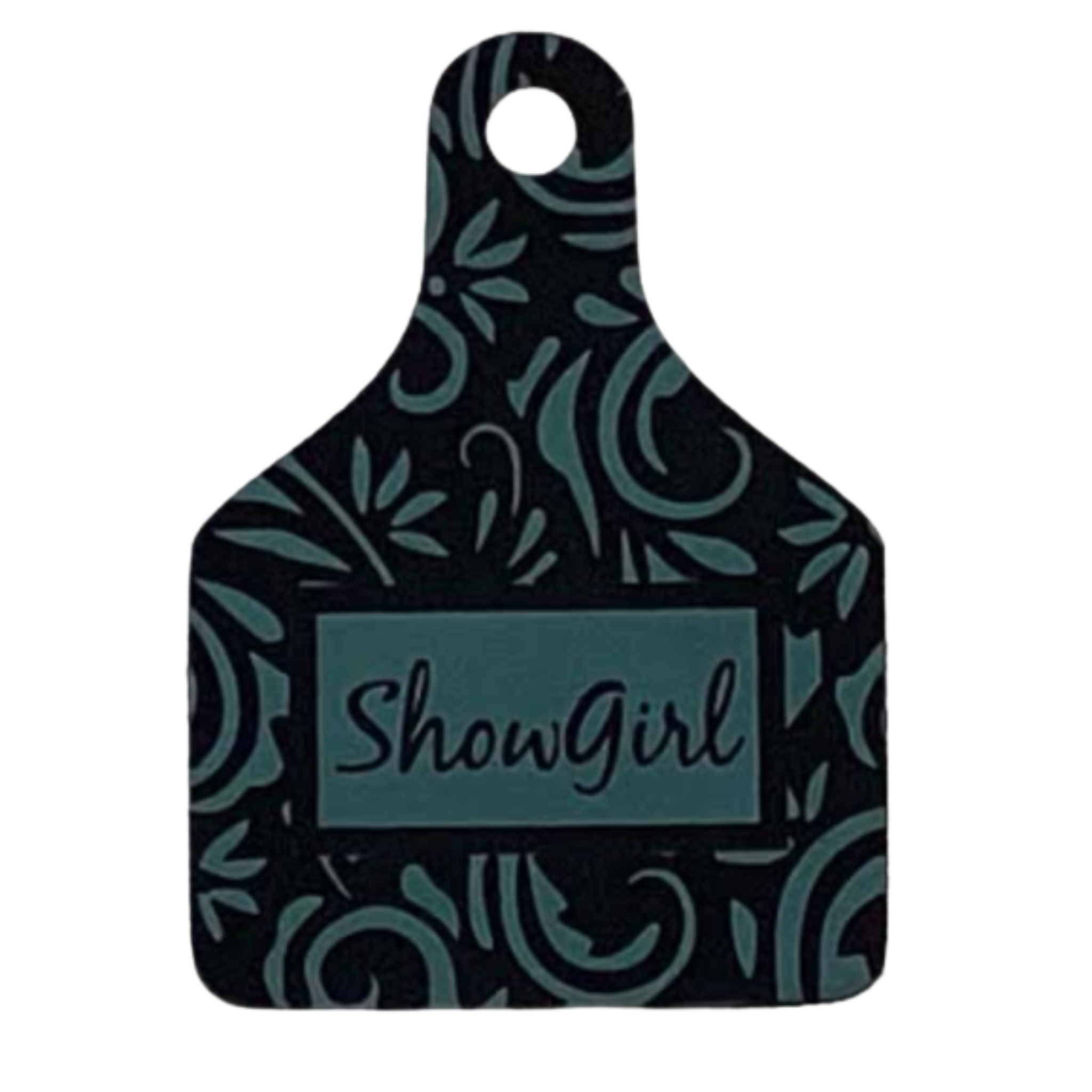 Farm ear tag show girl.turquoise