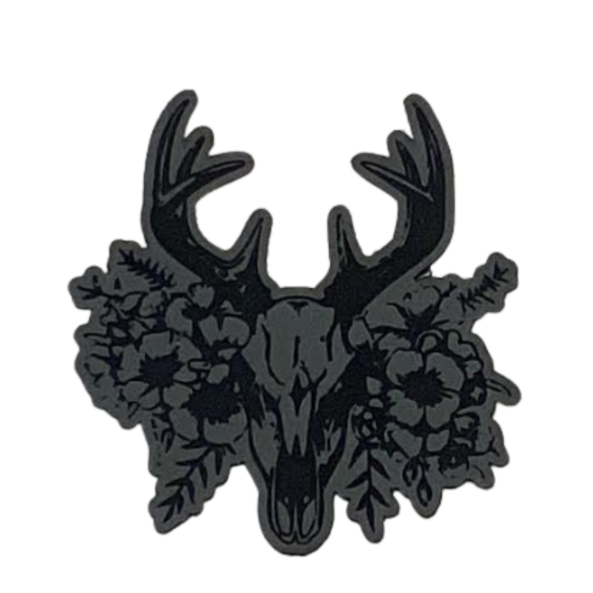 deer skull floral.grey
